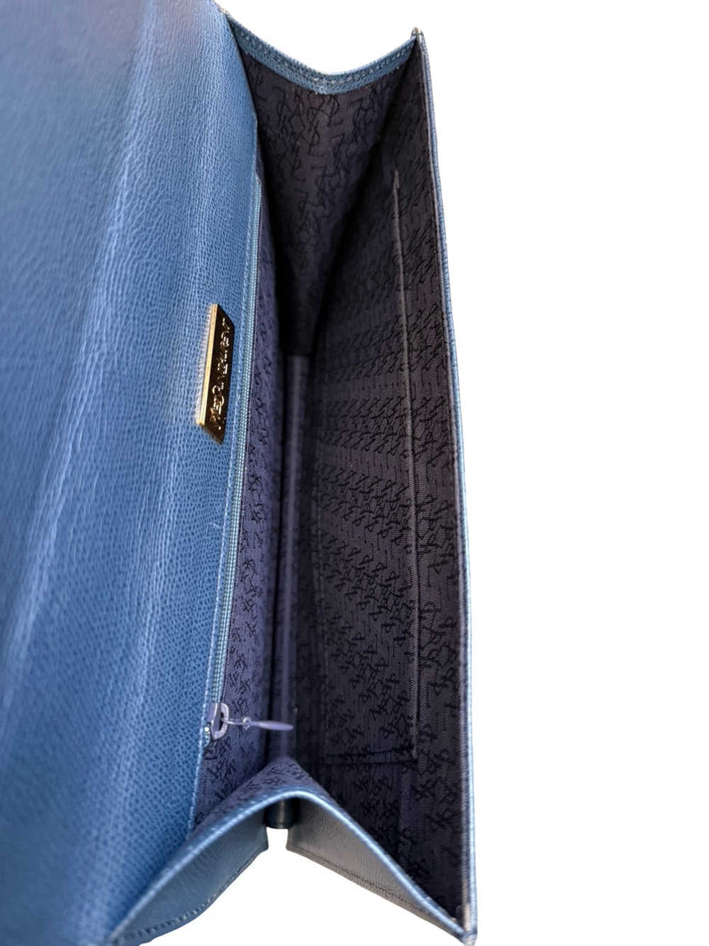 Vintage Yves Saint Laurent Navy Blue Leather Briefcase Top Handle Bag YSL - Picture 12 of 15